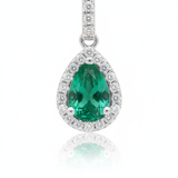 Girocollo in Oro Bianco con Smeraldo Goccia 0,66ct e Diamanti