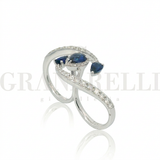 Anello Doppio Zaffiri Goccia e Diamanti Crivelli