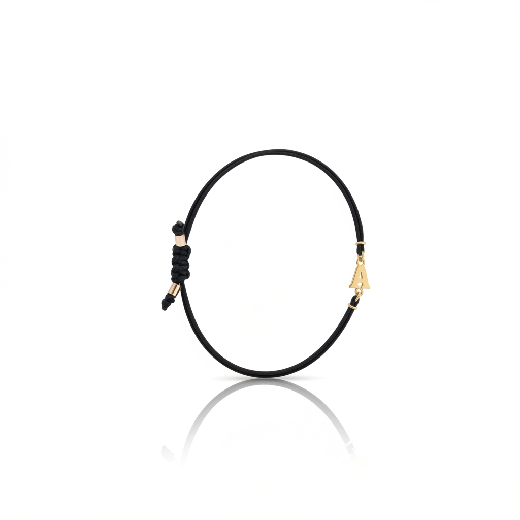 Bracciale Iniziale in oro giallo 18kt su cordino nautico misura PICCOLA