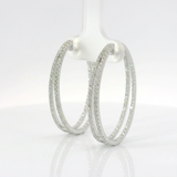 Orecchini Cerchi doppi Diamanti Bianchi 1.59kt in Oro Bianco