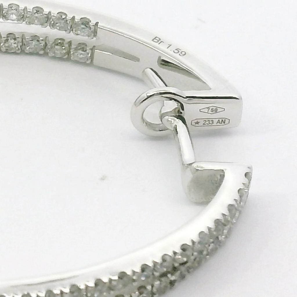Orecchini Cerchi doppi Diamanti Bianchi 1.59kt in Oro Bianco