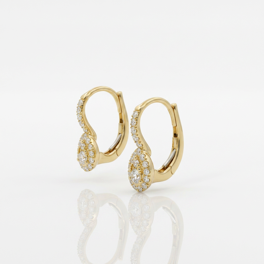 Orecchini boccola Goccia Diamanti Bianchi 0.50kt in Oro Giallo