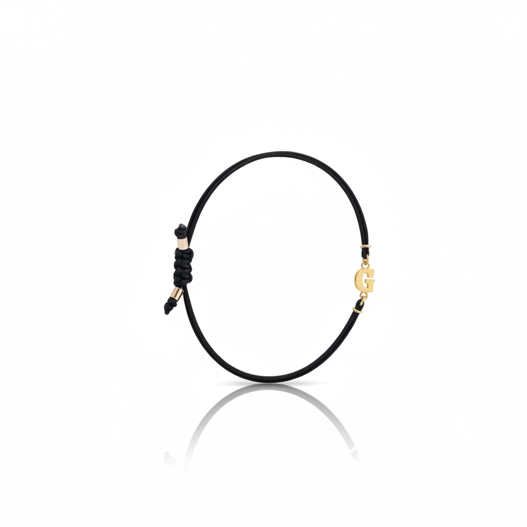 Bracciale Iniziale in oro giallo 18kt su cordino nautico misura PICCOLA