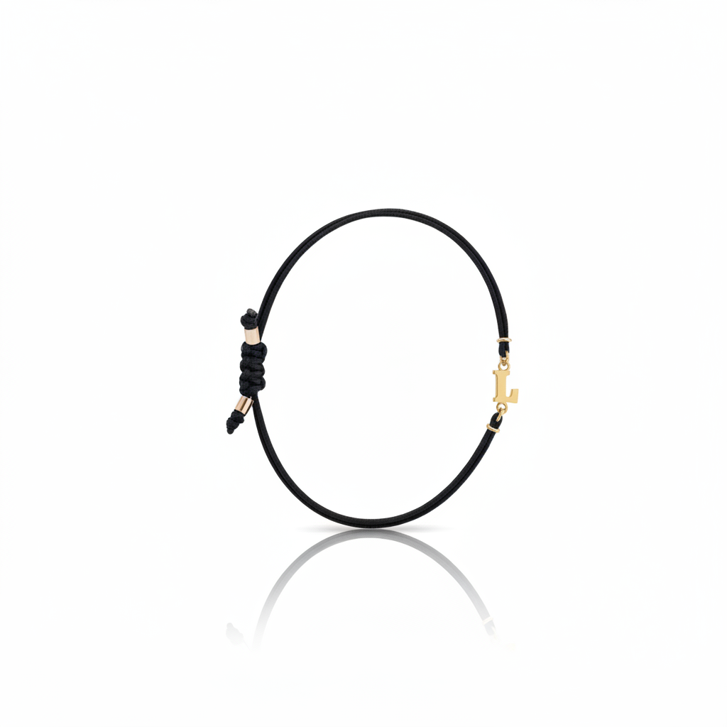 Bracciale Iniziale in oro giallo 18kt su cordino nautico misura PICCOLA