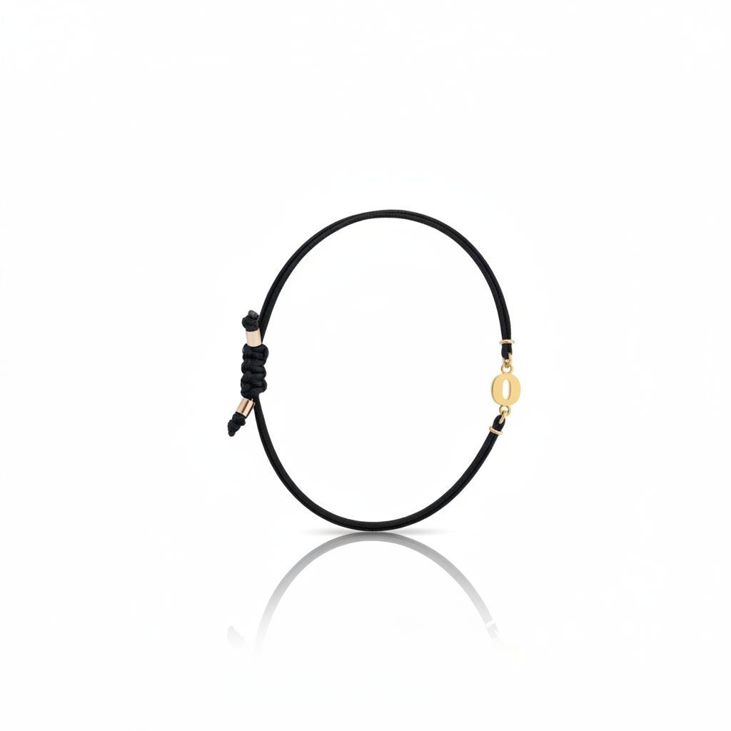 Bracciale Iniziale in oro giallo 18kt su cordino nautico misura PICCOLA