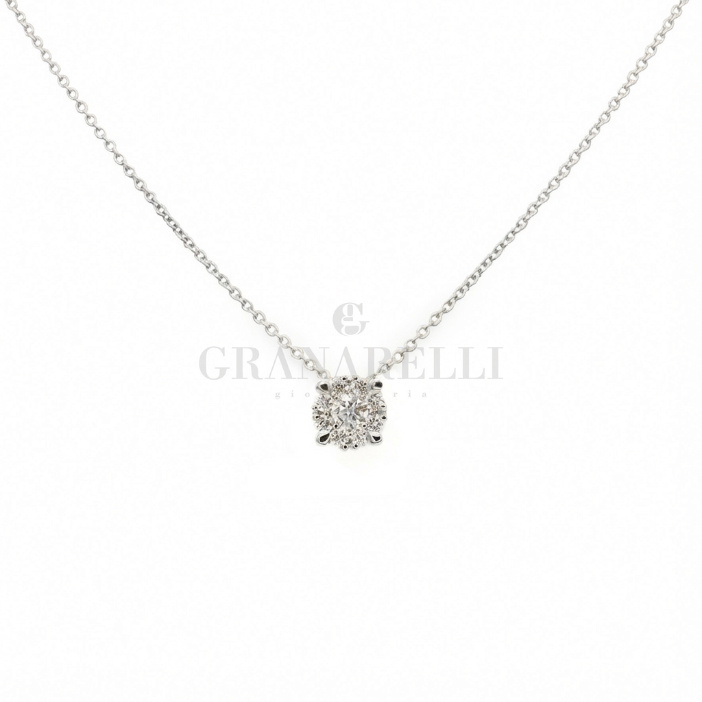 Girocollo punto luce Illusione Diamanti 0.20kt in oro bianco