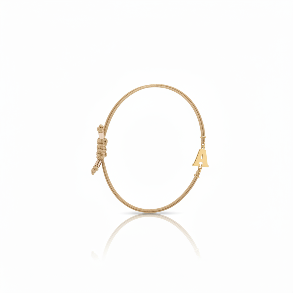 Initial bracelet on black cord