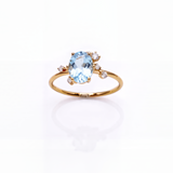 Anello Oro Giallo 9kt con Berillo Azzurro Ovale e Diamanti - GioGio