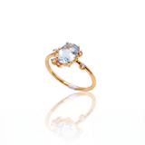 Anello Oro Giallo 9kt con Berillo Azzurro Ovale e Diamanti - GioGio