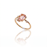 Anello Oro Giallo 9kt con Berillo Rosa Ovale e Diamanti - GioGio