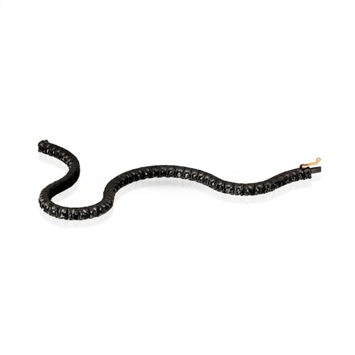 Bracciale Tennis Titanio Nero e Diamanti Neri 5 Punti