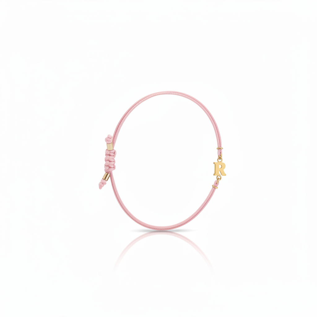 Bracciale Iniziale in oro giallo 18kt su cordino nautico misura PICCOLA