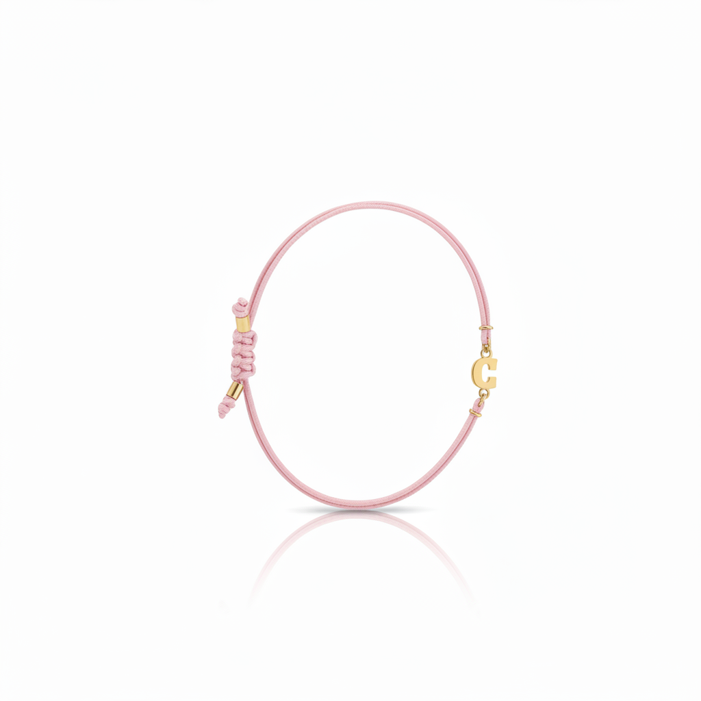 Bracciale Iniziale in oro giallo 18kt su cordino nautico misura PICCOLA