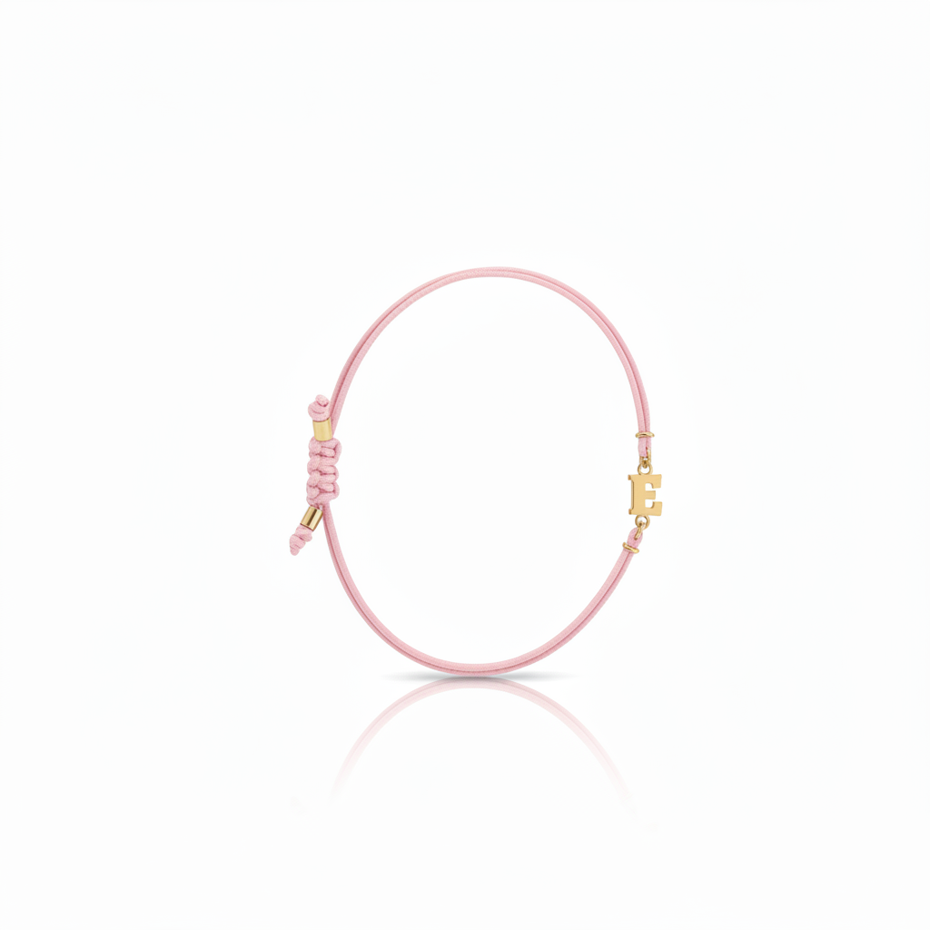 Bracciale Iniziale in oro giallo 18kt su cordino nautico misura PICCOLA