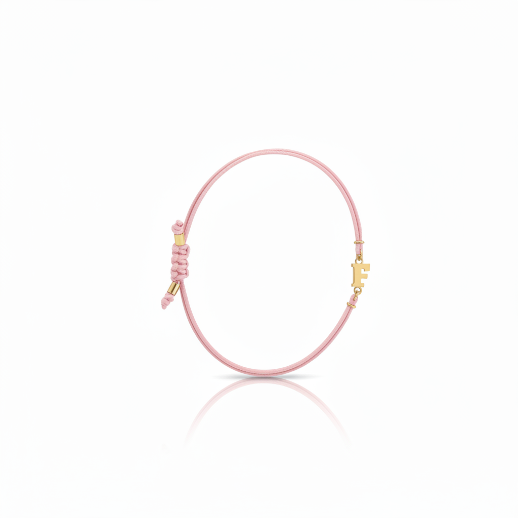 Bracciale Iniziale in oro giallo 18kt su cordino nautico misura PICCOLA