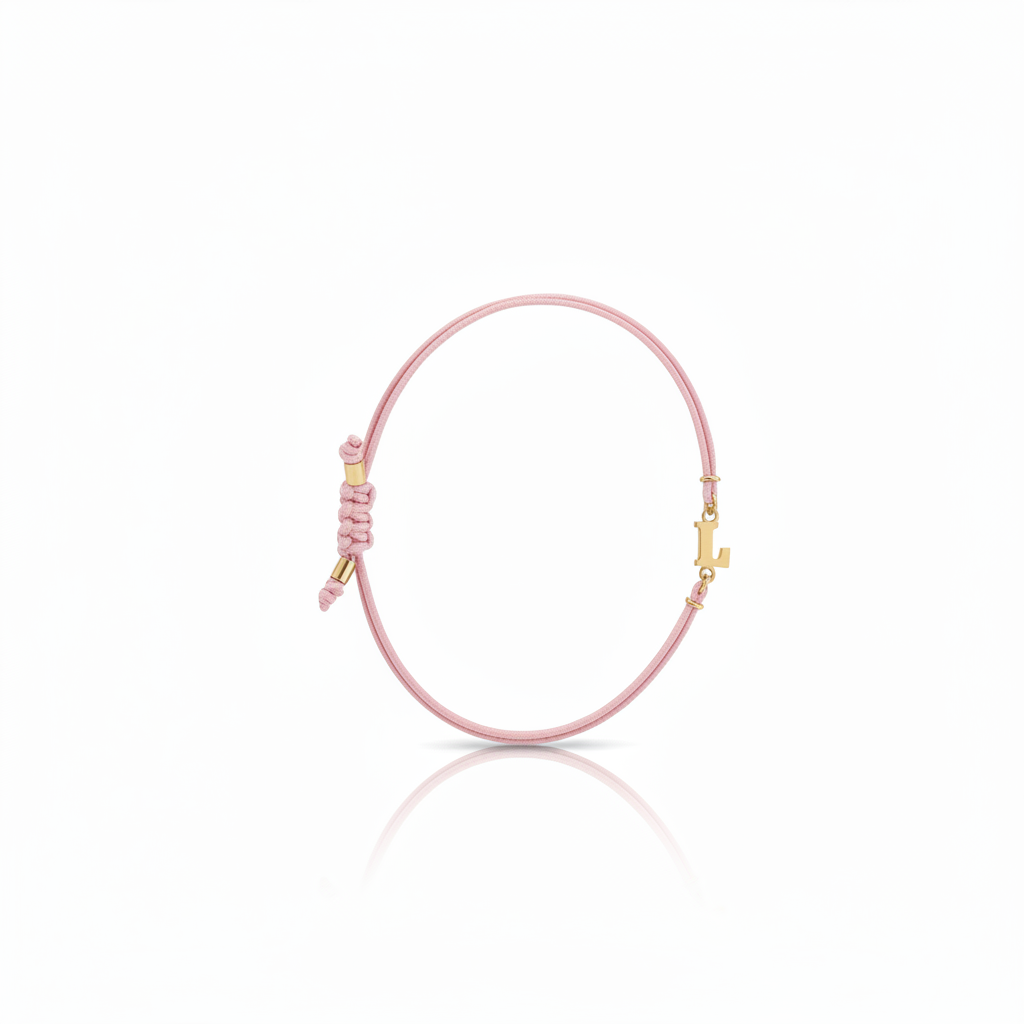 Bracciale Iniziale in oro giallo 18kt su cordino nautico misura PICCOLA