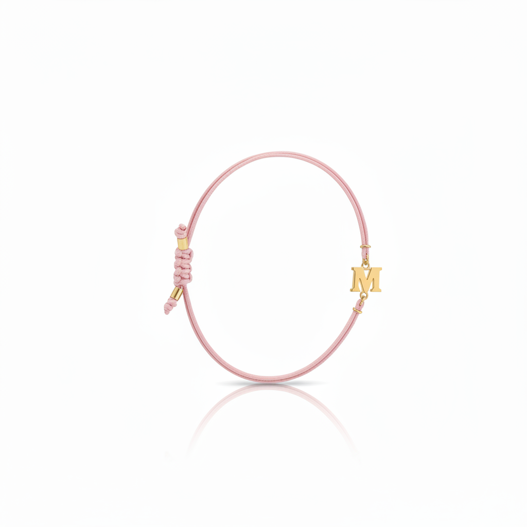 Bracciale Iniziale in oro giallo 18kt su cordino nautico misura PICCOLA