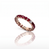 Anello Fedina Oro Rosa 18kt Rubini 1.96kt e Diamanti