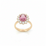 Anello in Oro Rosa con Zaffiro Rosa Ovale 1,91ct e Diamanti