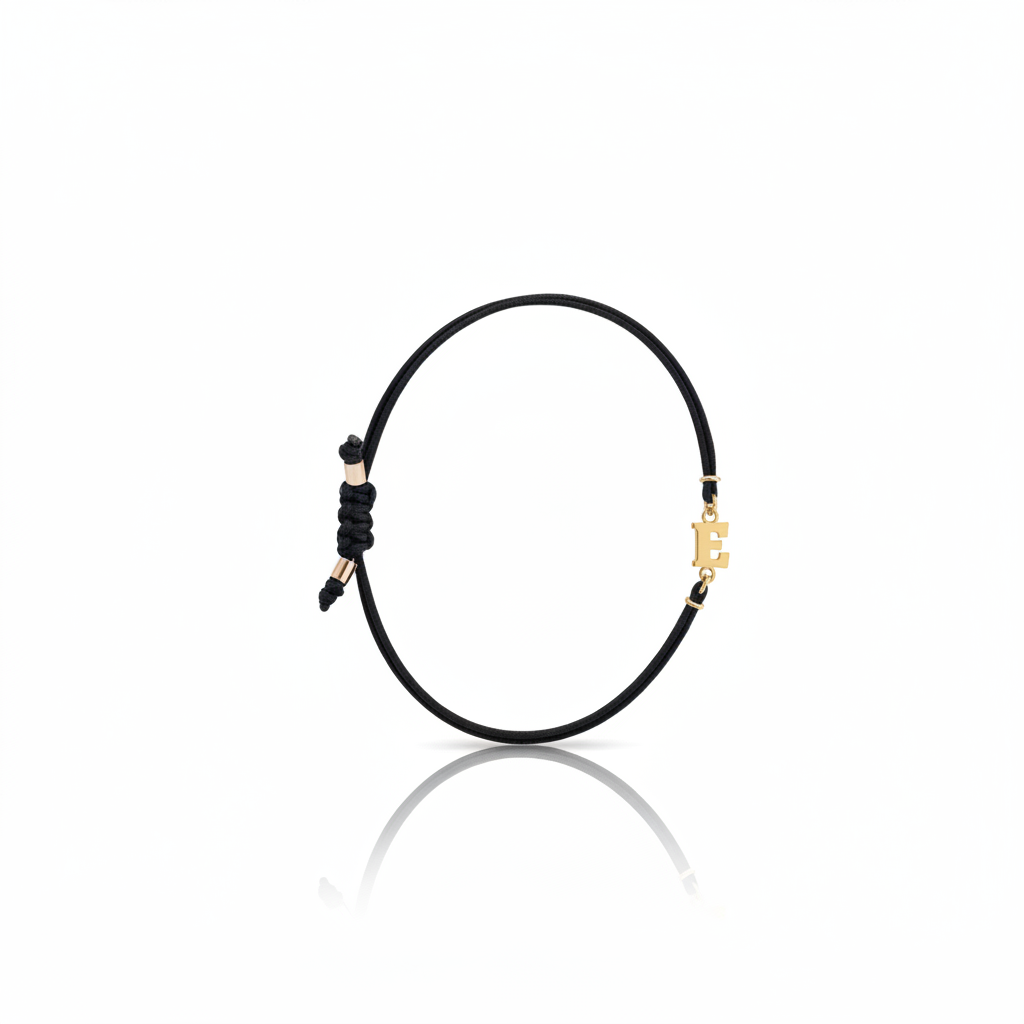 Bracciale Iniziale in oro giallo 18kt su cordino nautico misura PICCOLA