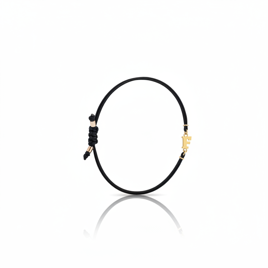 Bracciale Iniziale in oro giallo 18kt su cordino nautico misura PICCOLA