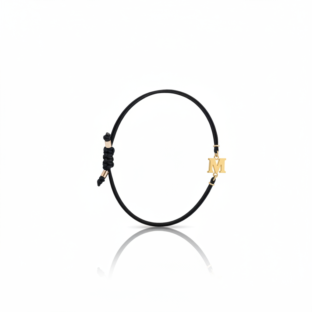 Bracciale Iniziale in oro giallo 18kt su cordino nautico misura PICCOLA