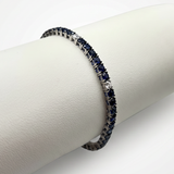 Bracciale Tennis Oro Bianco 18kt - Zaffiri Blu 6.98ct e Diamanti 0.68ct FVS