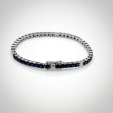 Bracciale Tennis Oro Bianco 18kt - Zaffiri Blu 6.98ct e Diamanti 0.68ct FVS