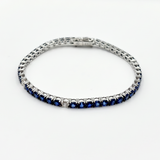 Bracciale Tennis Oro Bianco 18kt - Zaffiri Blu 6.98ct e Diamanti 0.68ct FVS