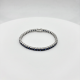 Bracciale Tennis Oro Bianco 18kt - Zaffiri Blu 5.84ct