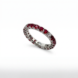 Anello Fedina Oro Bianco 18kt Rubini 2.17kt e Diamanti