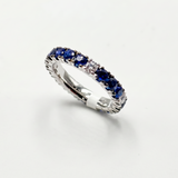 Anello Fedina Zaffiri Blu e Diamanti Oro Bianco 18 kt