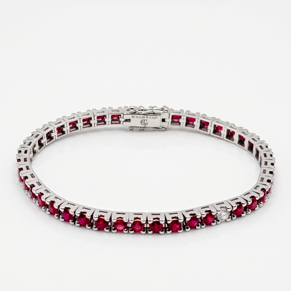 Bracciale Tennis Rubini e Diamanti Oro Bianco 18 kt