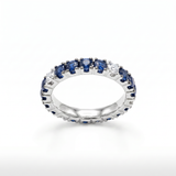 Anello Fedina Zaffiri Blu e Diamanti Oro Bianco 18 kt