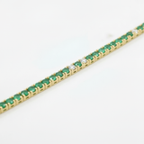 Bracciale Tennis Oro Giallo, Smeraldi 3,17kt e Spot Diamanti 0.33kt