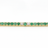 Bracciale Tennis Oro Giallo, Smeraldi 3,17kt e Spot Diamanti 0.33kt