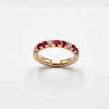 Anello Half eternity Rubini e Diamanti Oro Rosa 18 kt