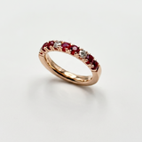 Anello Half eternity Rubini e Diamanti Oro Rosa 18 kt