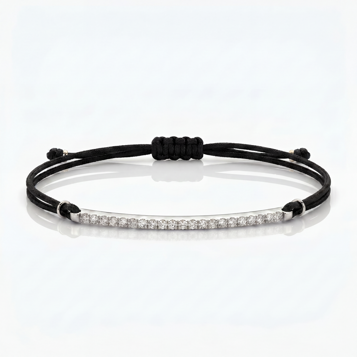 Bracciale Barretta Cordino Nautico misura MEDIA - Oro Bianco 18kt Diamanti Bianchi