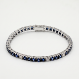 Bracciale Tennis Oro Bianco 18kt Zaffiri Blu 5.42ct e Diamanti 0.85ct