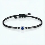 Bracciale punto luce Zaffiro Blu Oro Bianco su cordino