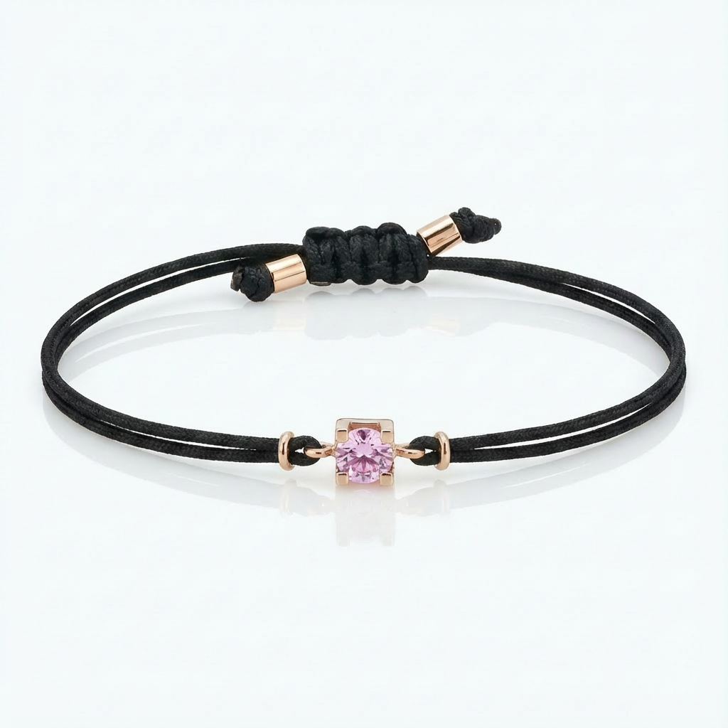 Rosa Saphirarmband auf einer Schnur