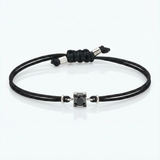 Bracciale punto luce Diamante Nero in Oro Bianco su cordino