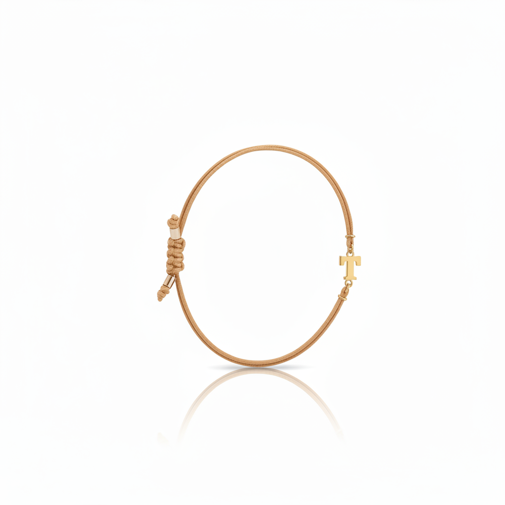 Bracciale Iniziale in oro giallo 18kt su cordino nautico misura PICCOLA