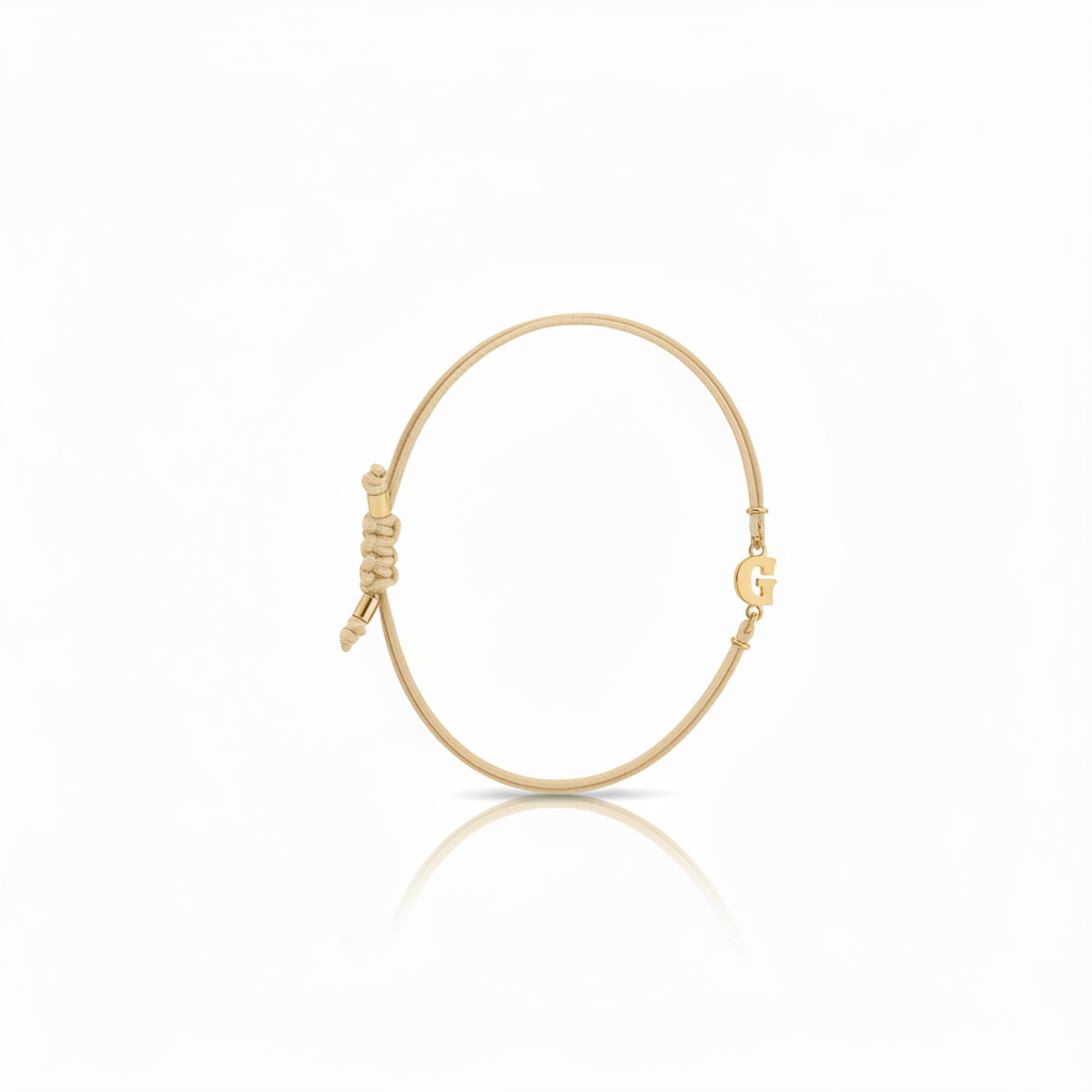 Bracciale Iniziale in oro giallo 18kt su cordino nautico misura PICCOLA