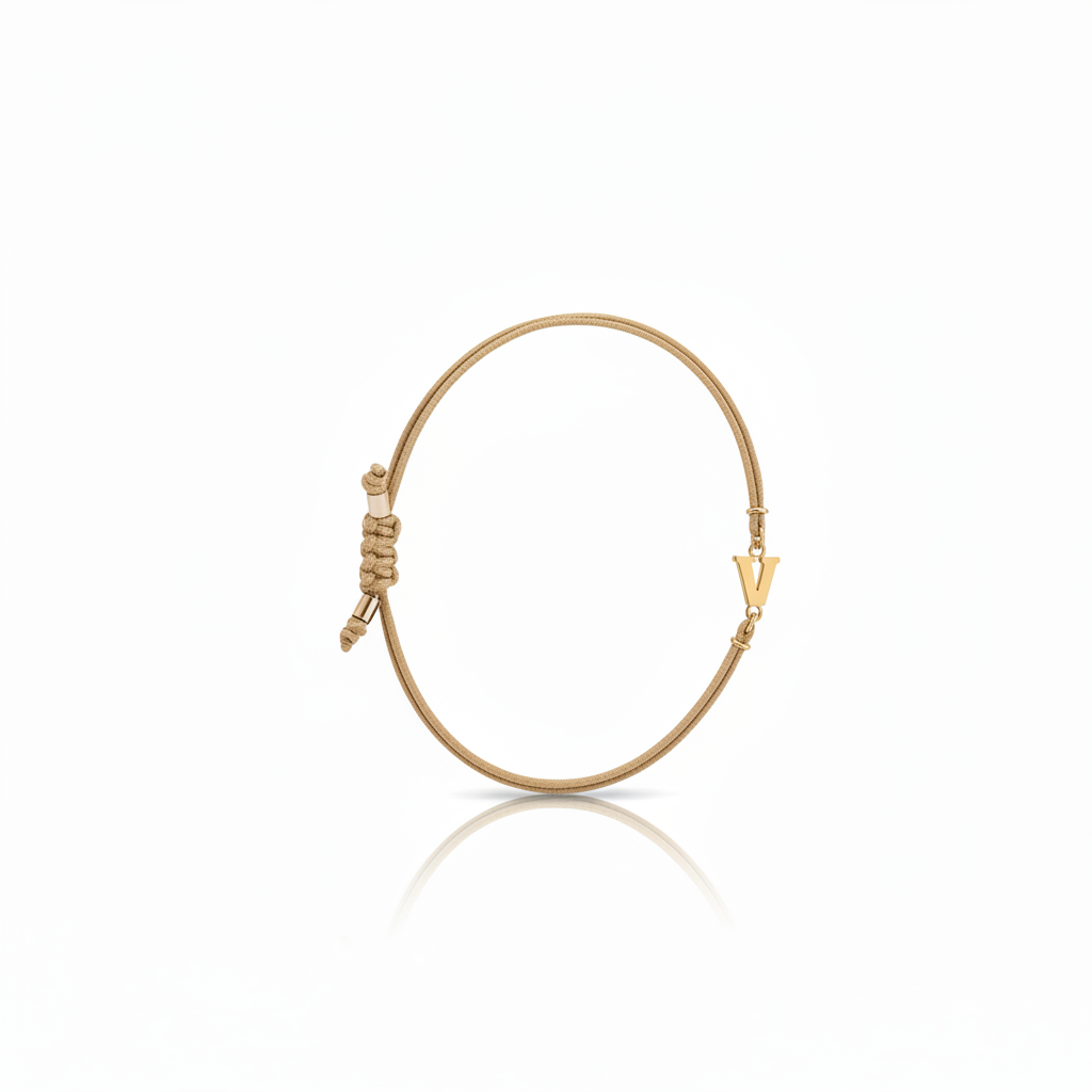 Bracciale Iniziale in oro giallo 18kt su cordino nautico misura PICCOLA