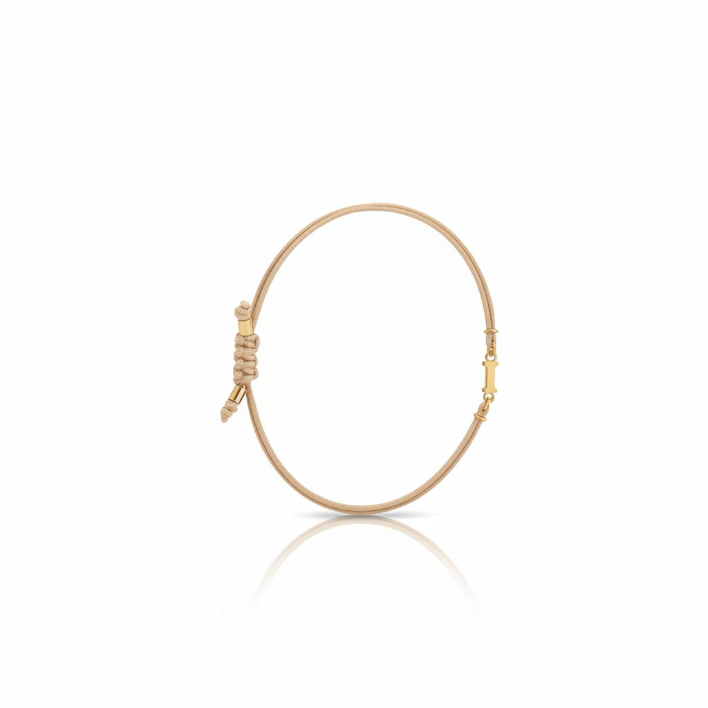 Bracciale Iniziale in oro giallo 18kt su cordino nautico misura PICCOLA