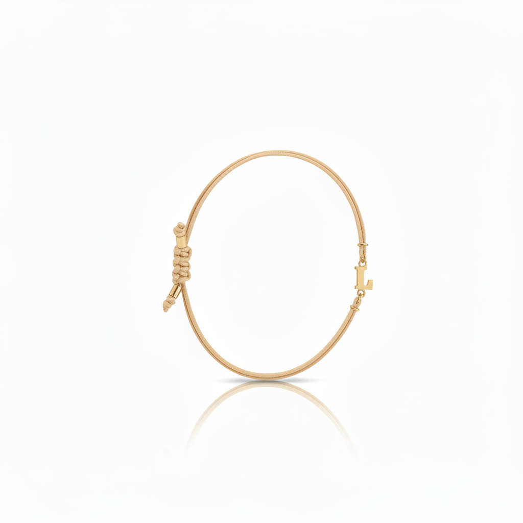 Bracciale Iniziale in oro giallo 18kt su cordino nautico misura PICCOLA