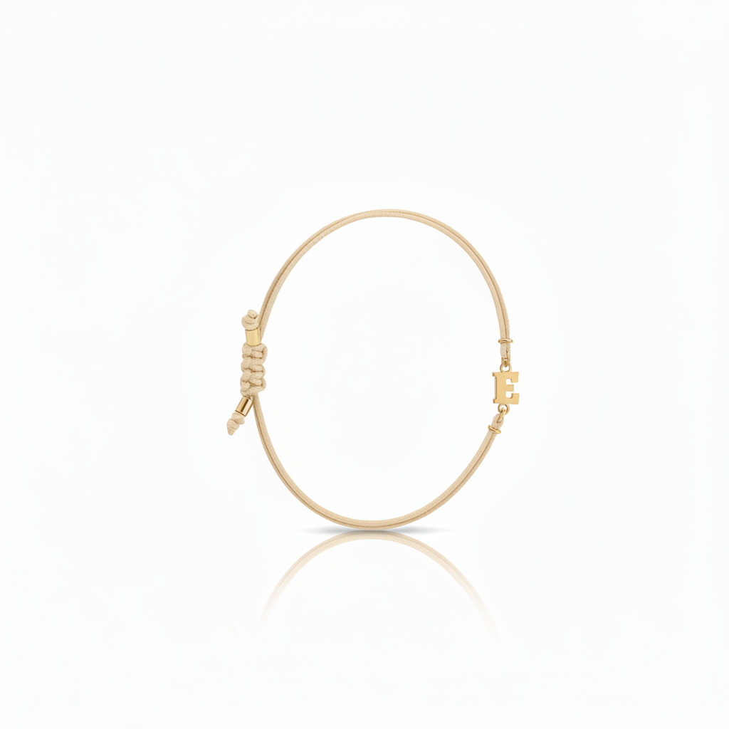 Bracciale Iniziale in oro giallo 18kt su cordino nautico misura PICCOLA