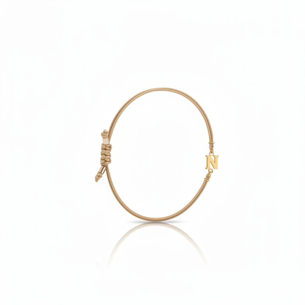 Bracciale Iniziale in oro giallo 18kt su cordino nautico misura PICCOLA